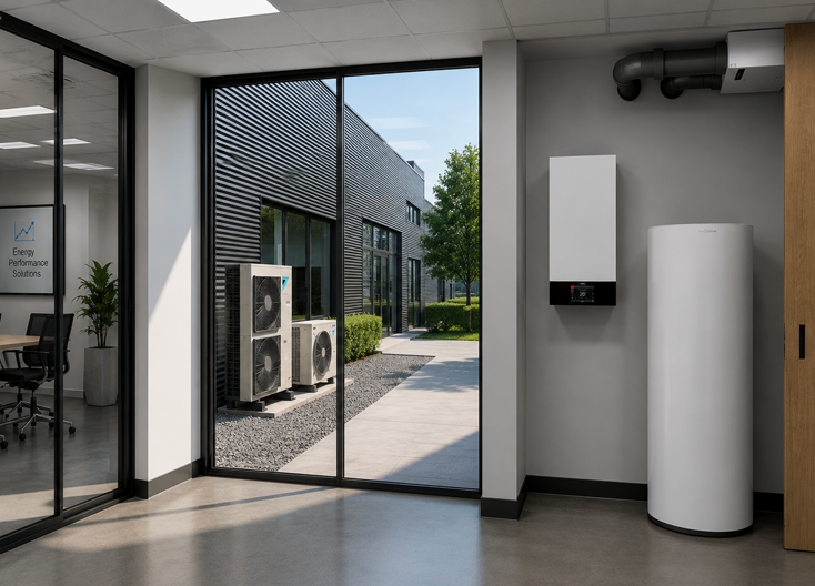Duurzame warmtepomp installatie voor bedrijf en woning door DS Klimaattechniek in IJsselstein